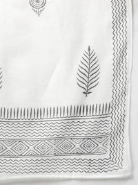 Thumbnail for Yufta Women Black & White Yoke Design Thread Work Cotton Kurta with Palazzo & Dupatta