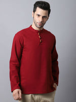 Thumbnail for Even Apparels Maroon Pure Cotton Men's Kurta With Band Collar - Distacart