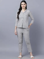 Thumbnail for Myshka Stylish Grey 3/4 Sleeve Women's Cords Set - Distacart