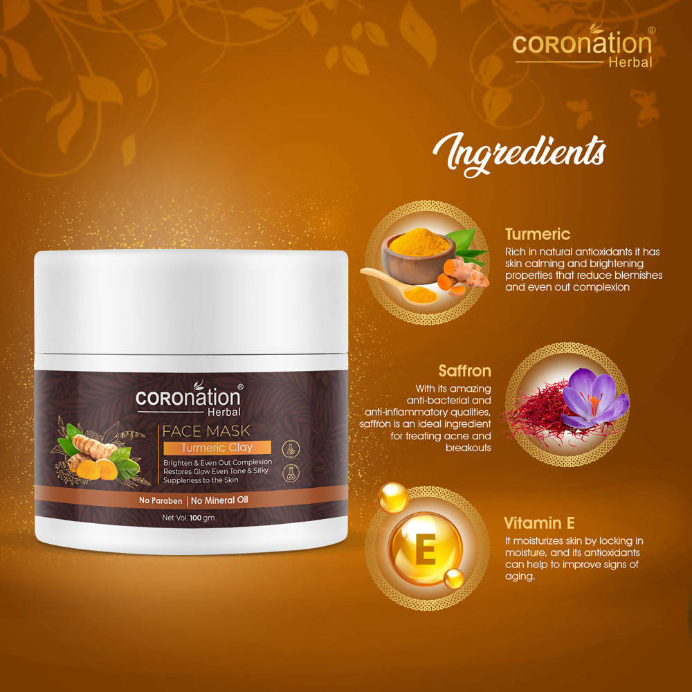 Coronation Herbal Turmeric Clay Face Mask - Distacart