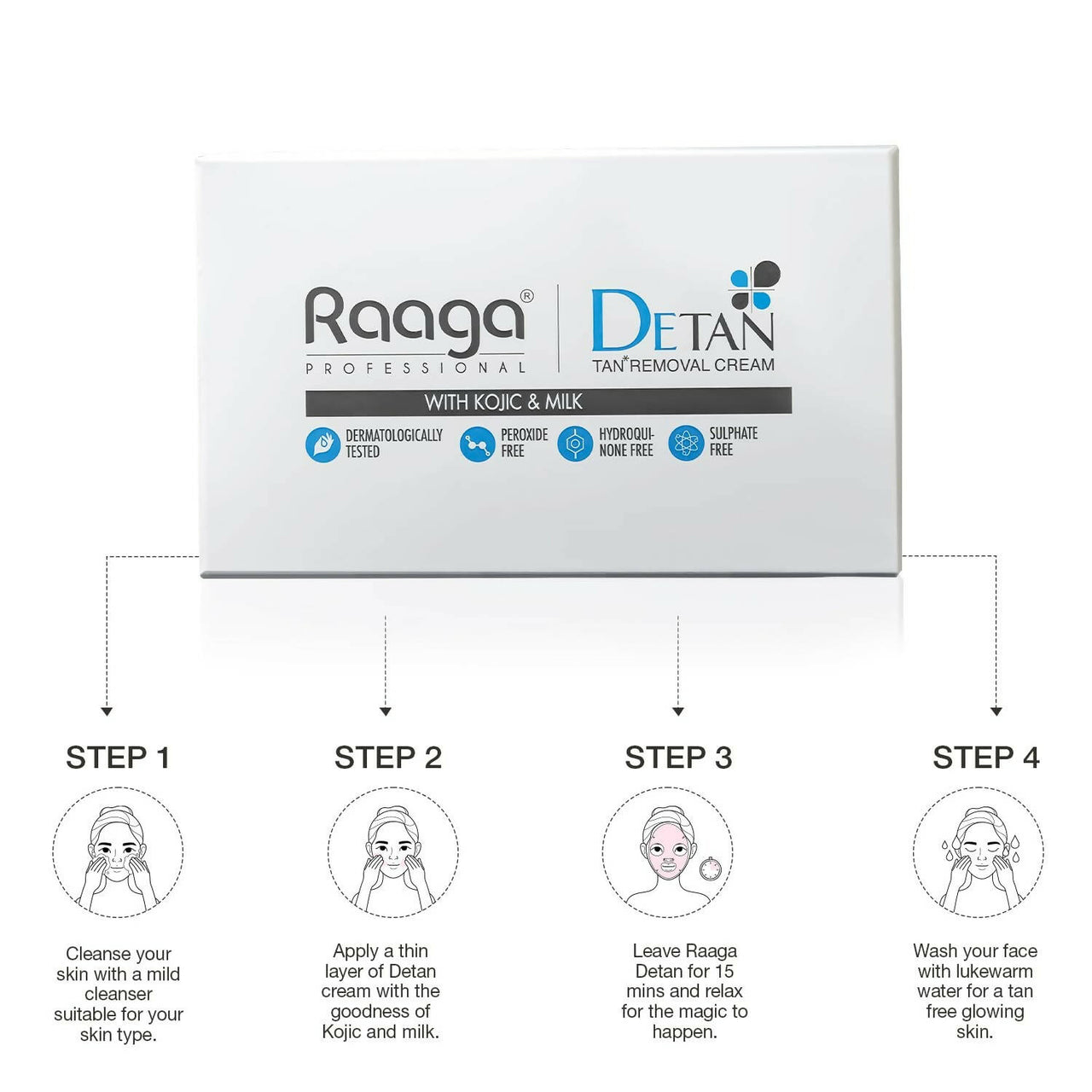 Raaga Professional De-Tan Tan Removal Cream Kojic & Milk - Distacart