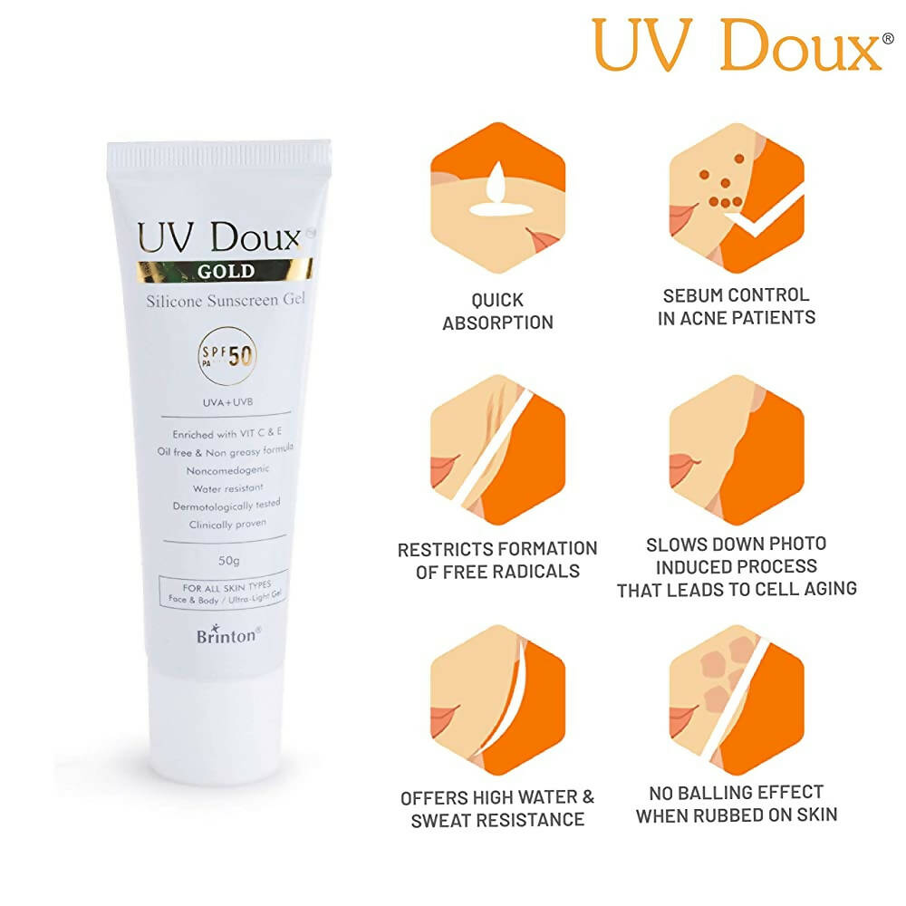 Brinton UV Doux Gold Silicone Sunscreen Gel SPF 50 - Distacart