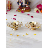 Thumbnail for eCraftIndia Gold-Toned 2 Pieces Bowl Shape Diyas - Distacart