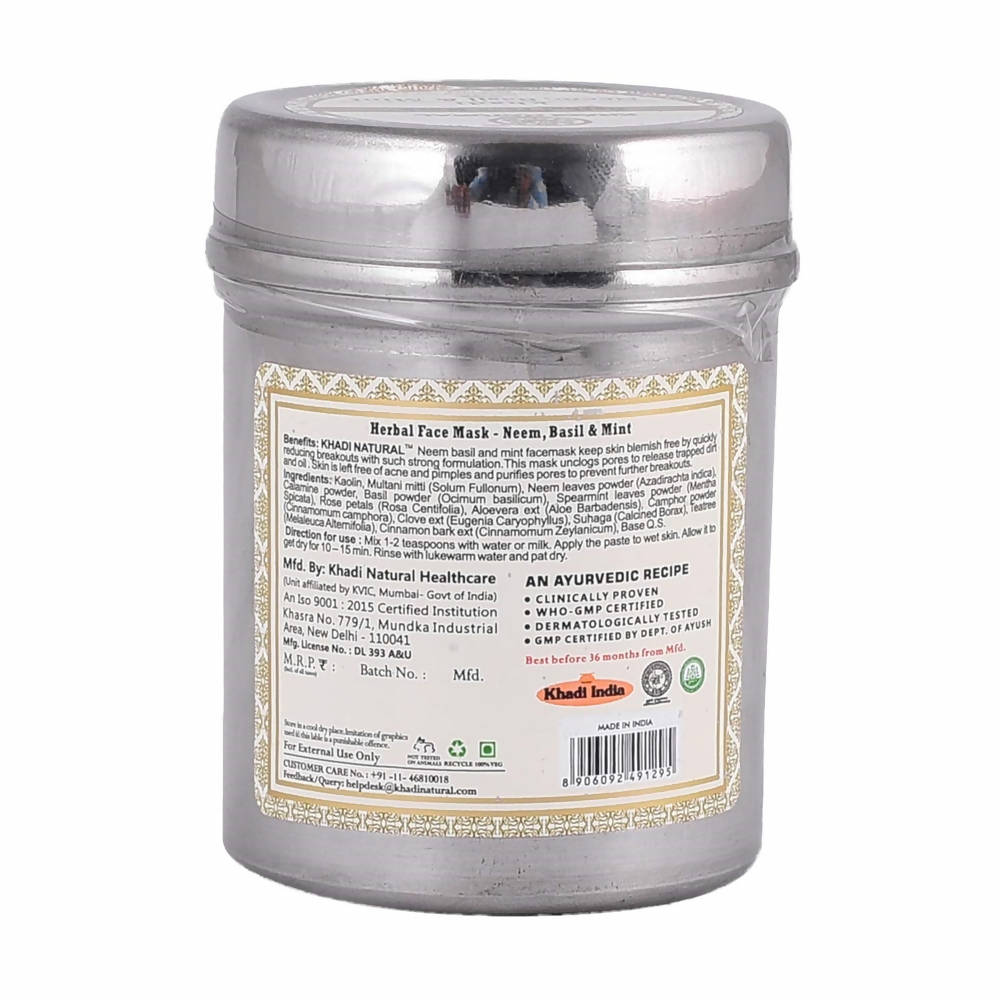 Khadi Natural Neem Basil & Mint Herbal Face Mask - Distacart