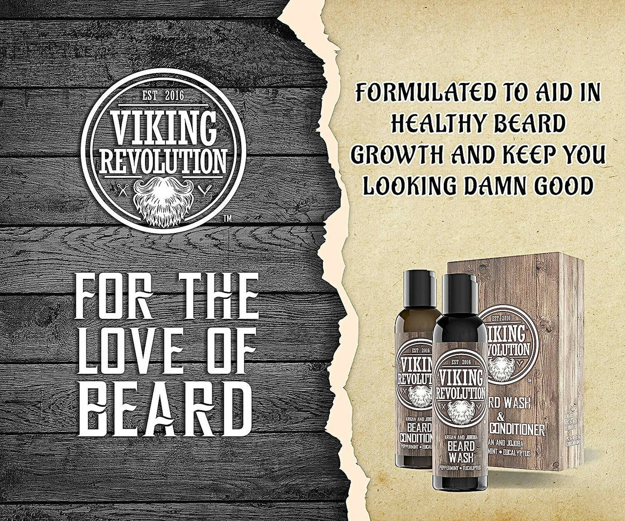 Viking Revolution Beard Wash and Beard Conditioner Combo - Distacart
