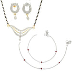 Thumbnail for AanyaCentric Gold-plated Mangalsutra Pendant Earring Set & Silver Plated Anklet - Distacart