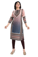 Thumbnail for Snehal Creations Pinky Peach Designer Digital Print Masleen Fabric Long Kurti Tunic - Distacart