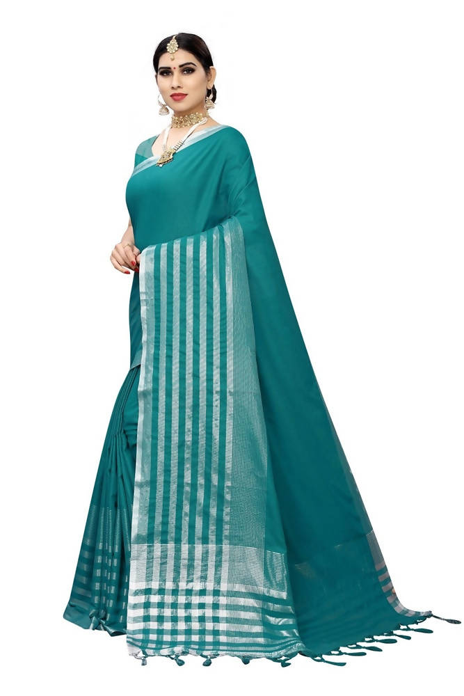 Vamika Rama Green Cotton Silk Weaving Saree (Twitter Rama)