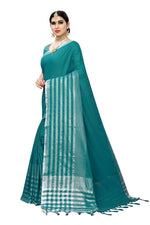 Thumbnail for Vamika Rama Green Cotton Silk Weaving Saree (Twitter Rama)