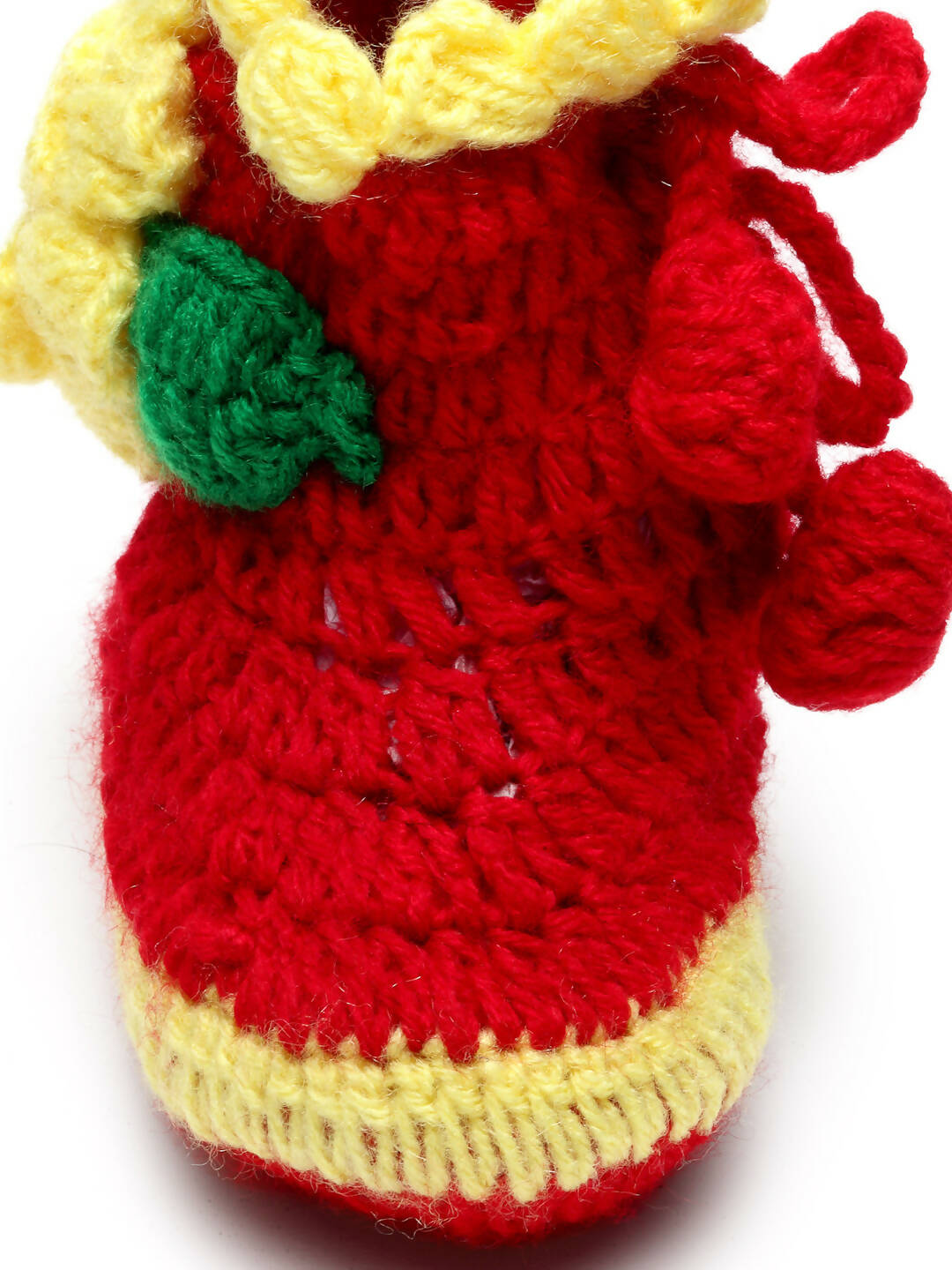 Chutput Kids Woollen Hand Knitted Flower Decor Booties - Red - Distacart