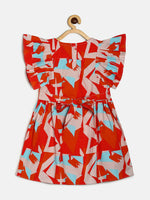 Thumbnail for Manet Girls Cotton Frill Bow Frock Printed - Multicolour - Distacart