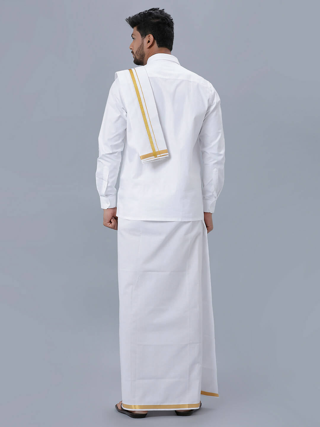 Ramraj Cotton Premium Wedding White Readymade Dhoti, Shirt & Towel Set Dhanvanthri - Distacart