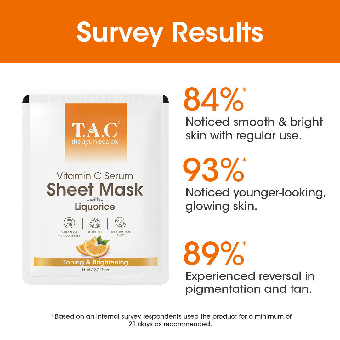TAC - The Ayurveda Co. Vitamin C Serum Sheet Mask | Natural Skin Brightness - Distacart
