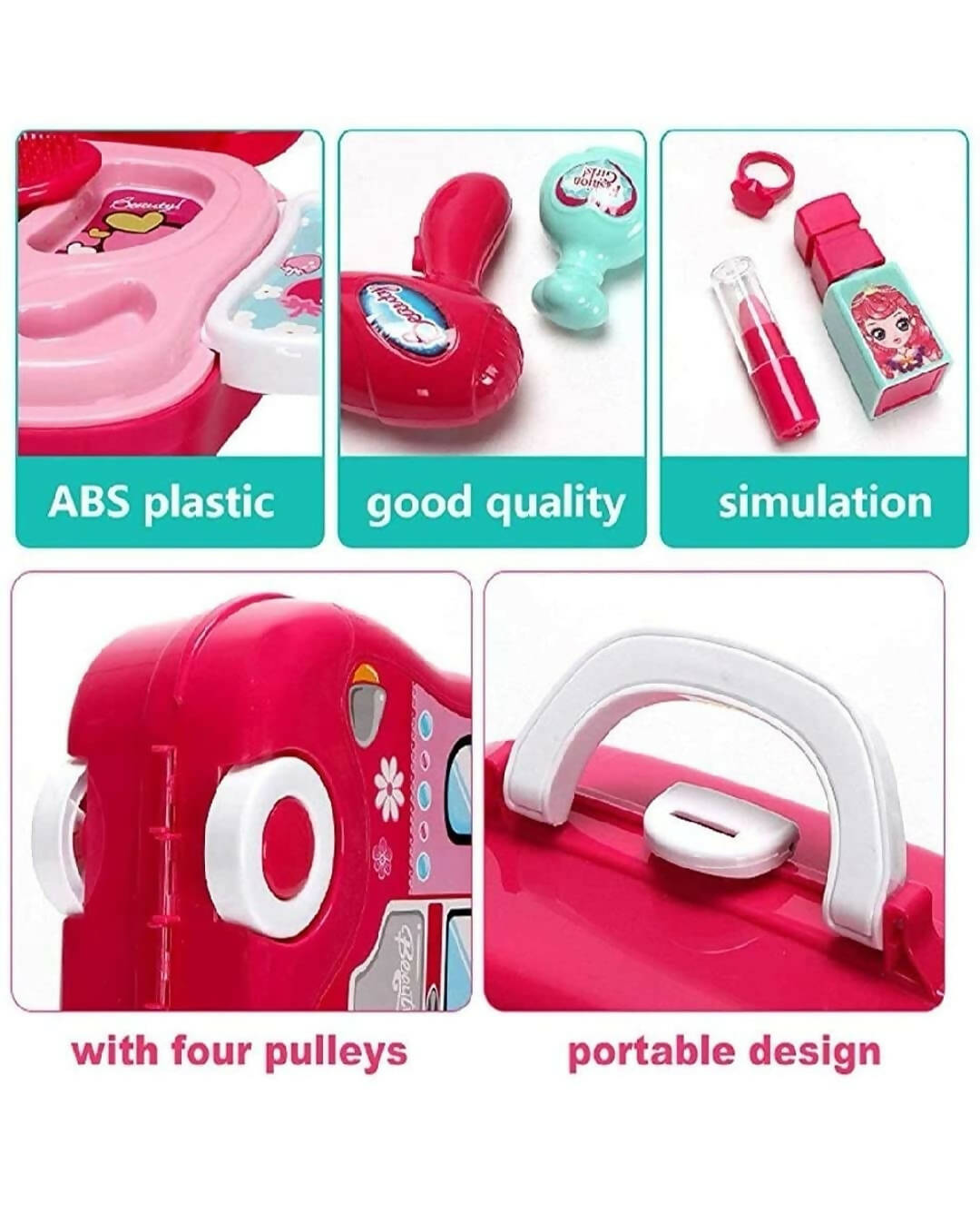 Sardar Ji Ki Dukan Beauty Make Up Case And Cosmetic Set Suitcase With Makeup Accessories For Children Girls- Pink,Plastic,Pack Of 1 Set - Distacart