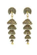 Thumbnail for Mominos Fashion Johar Kamal Peacock Design Golden Colour Earrings - Distacart
