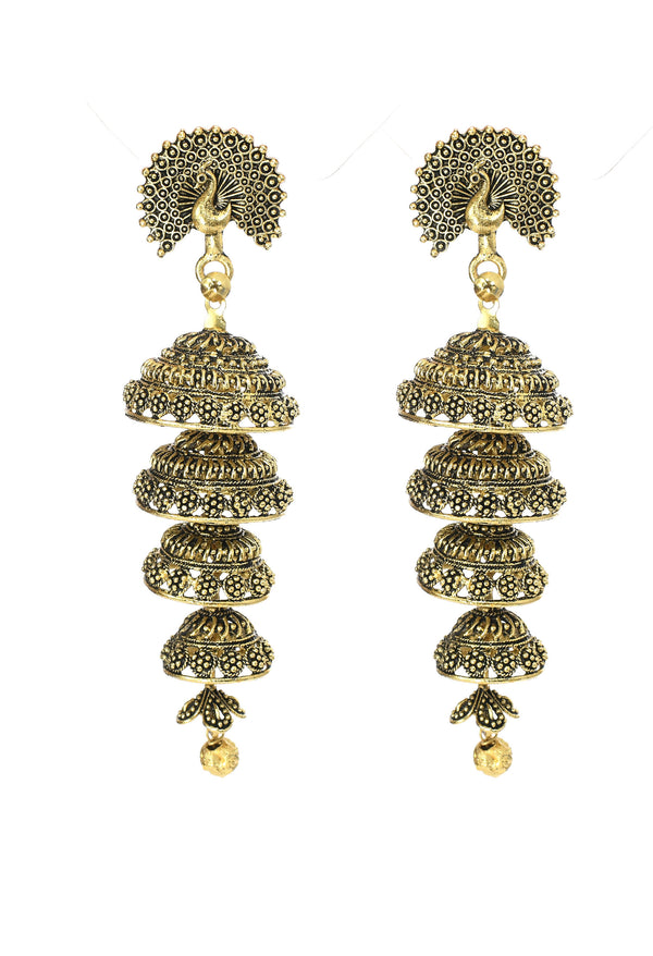 Mominos Fashion Johar Kamal Peacock Design Golden Colour Earrings - Distacart