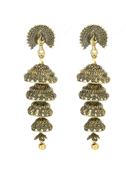 Mominos Fashion Johar Kamal Peacock Design Golden Colour Earrings - Distacart