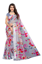 Thumbnail for Vamika Grey Linen Satin Border Saree