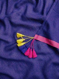 Thumbnail for Suta Purple Solid Mul Cotton Saree - Distacart