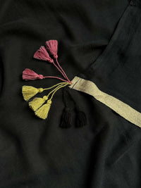 Thumbnail for Suta Black Solid Mul Cotton Saree - Distacart