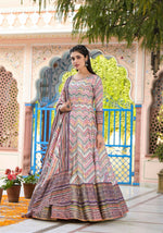 Thumbnail for Functional Designer Off White-Muliti Dola Silk Anarkali suit with Dupatta - Ramya - Distacart