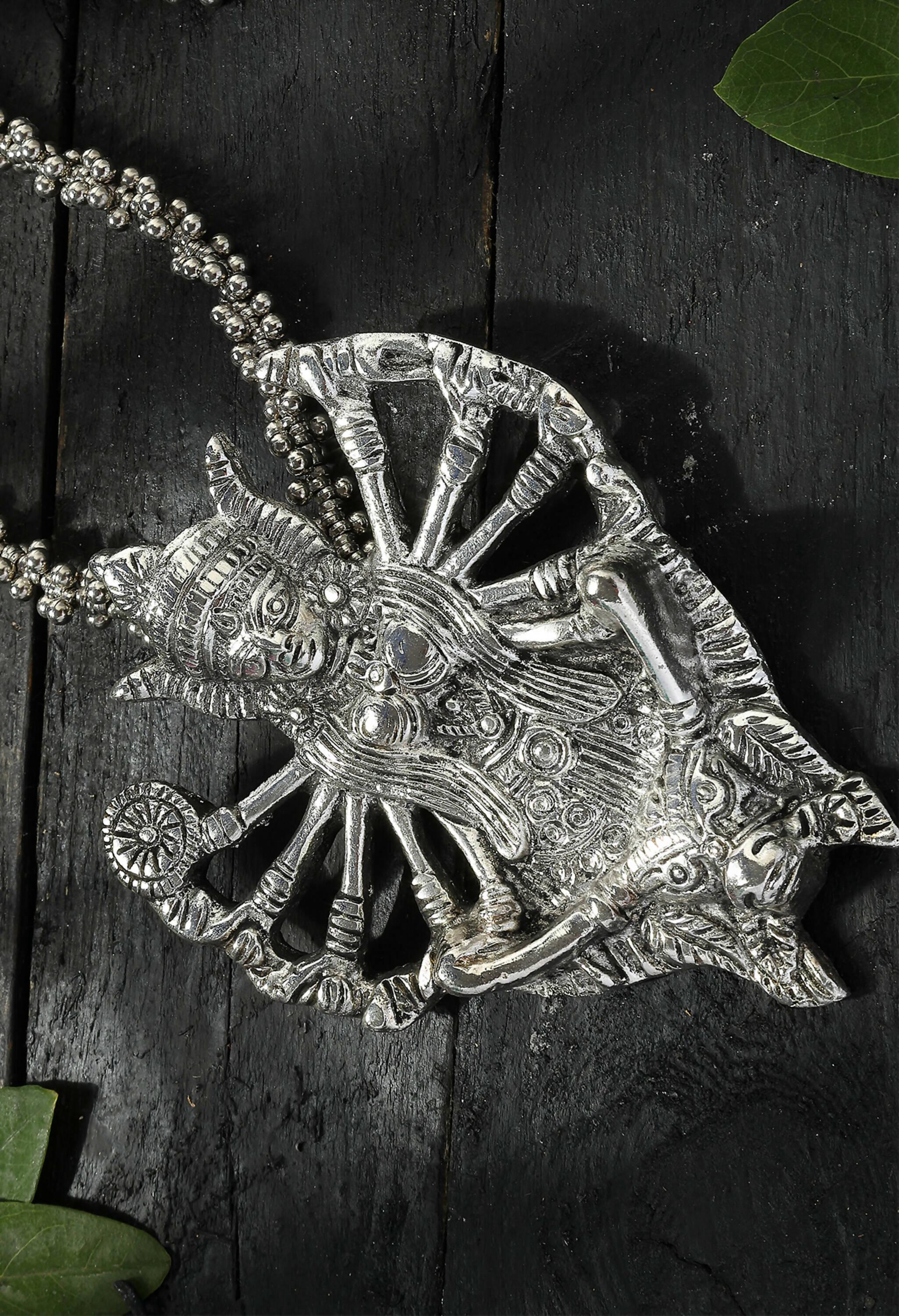 Mominos Fashion Johar Kamal Silver-Plated Brass Finish Kaali Mata Long Neckalce Combo Set For Women - Distacart