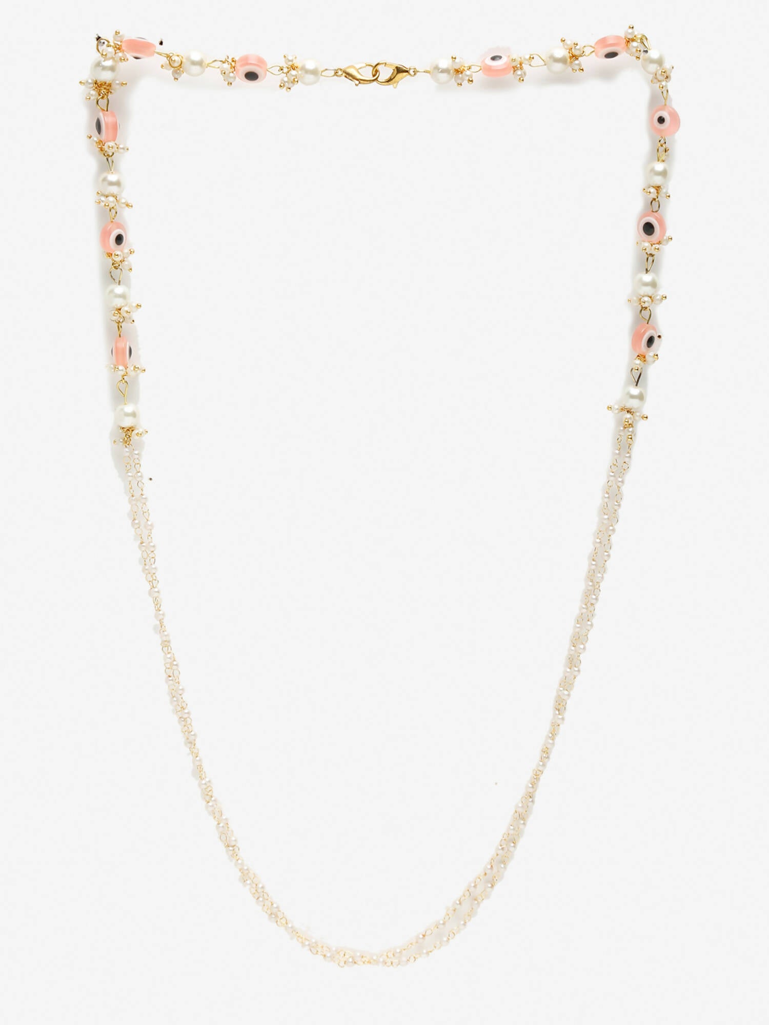 Pink Gold-Toned Evil Eye Beaded Mask Chain - Ruby Raang - Distacart