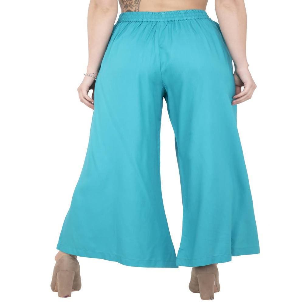 Lagi Women's Turquoise Blue Solid Palazzo (PLZ04H)