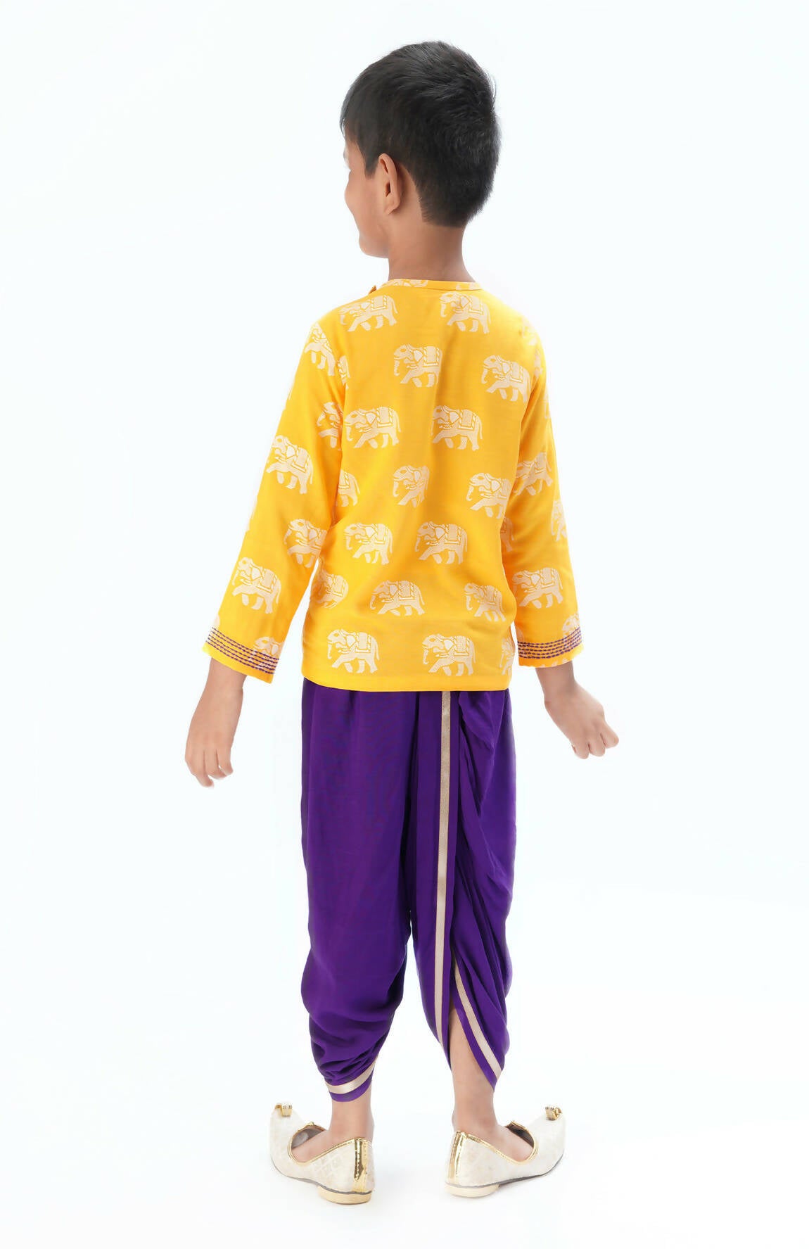 Lil Drama Trunk Tales Boys Yellow Kurta With Dhoti Set - Distacart