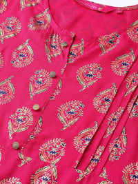 Thumbnail for Anubhutee Pink & Golden Printed Straight Kurta - Distacart