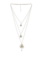 Thumbnail for Silver-Plated Alloy Long Three Chain Flower Necklace - The Pari - Distacart