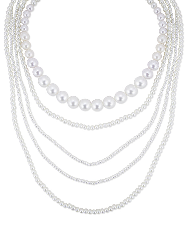 Gold-Plated Alloy Layered Pearl Elegant Necklace - The Pari - Distacart