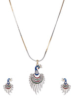Thumbnail for Gold-Plated Alloy Peacock Shape American Diamond Pendant Set - The Pari - Distacart