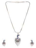 Thumbnail for Gold-Plated Alloy Peacock Shape American Diamond Pendant Set - The Pari - Distacart