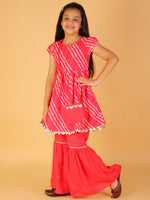 Thumbnail for Lil Drama Girls Kurta With Sharara Set - Pink - Distacart