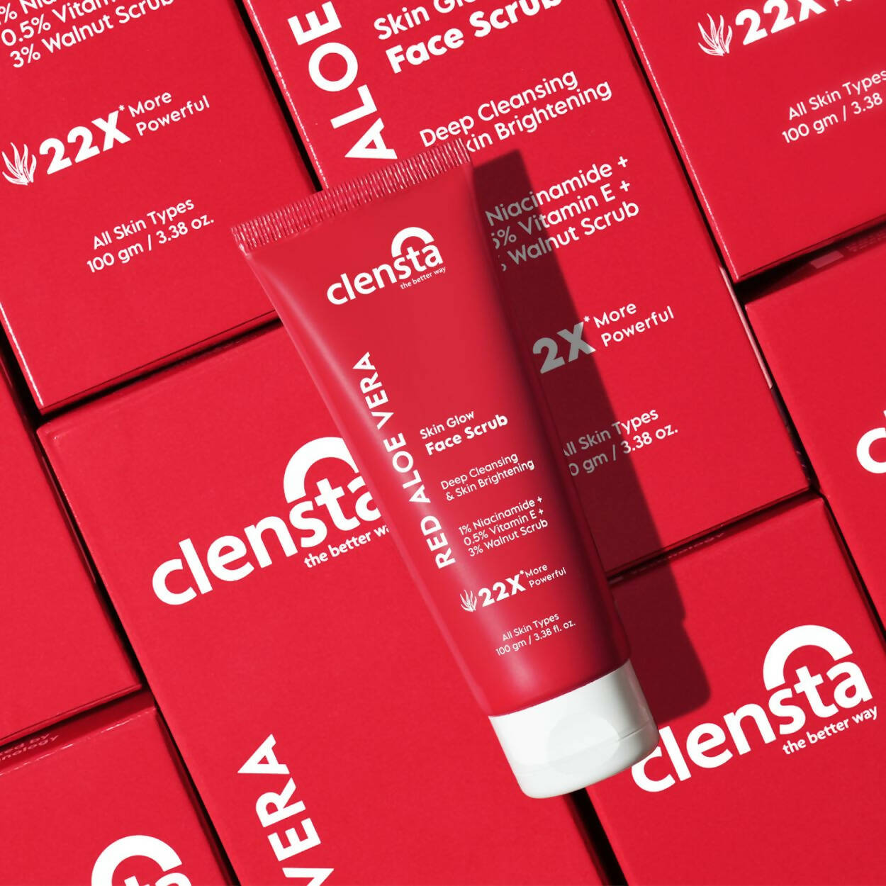Clensta Red Aloe Vera Skin Glow Face Scrub - Distacart