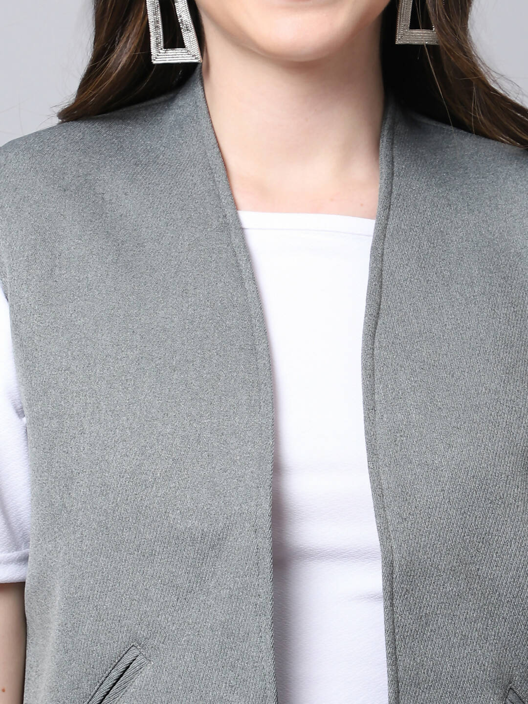 Even Apparels Grey Polyblend Open Front Women's Waistcoat - Distacart