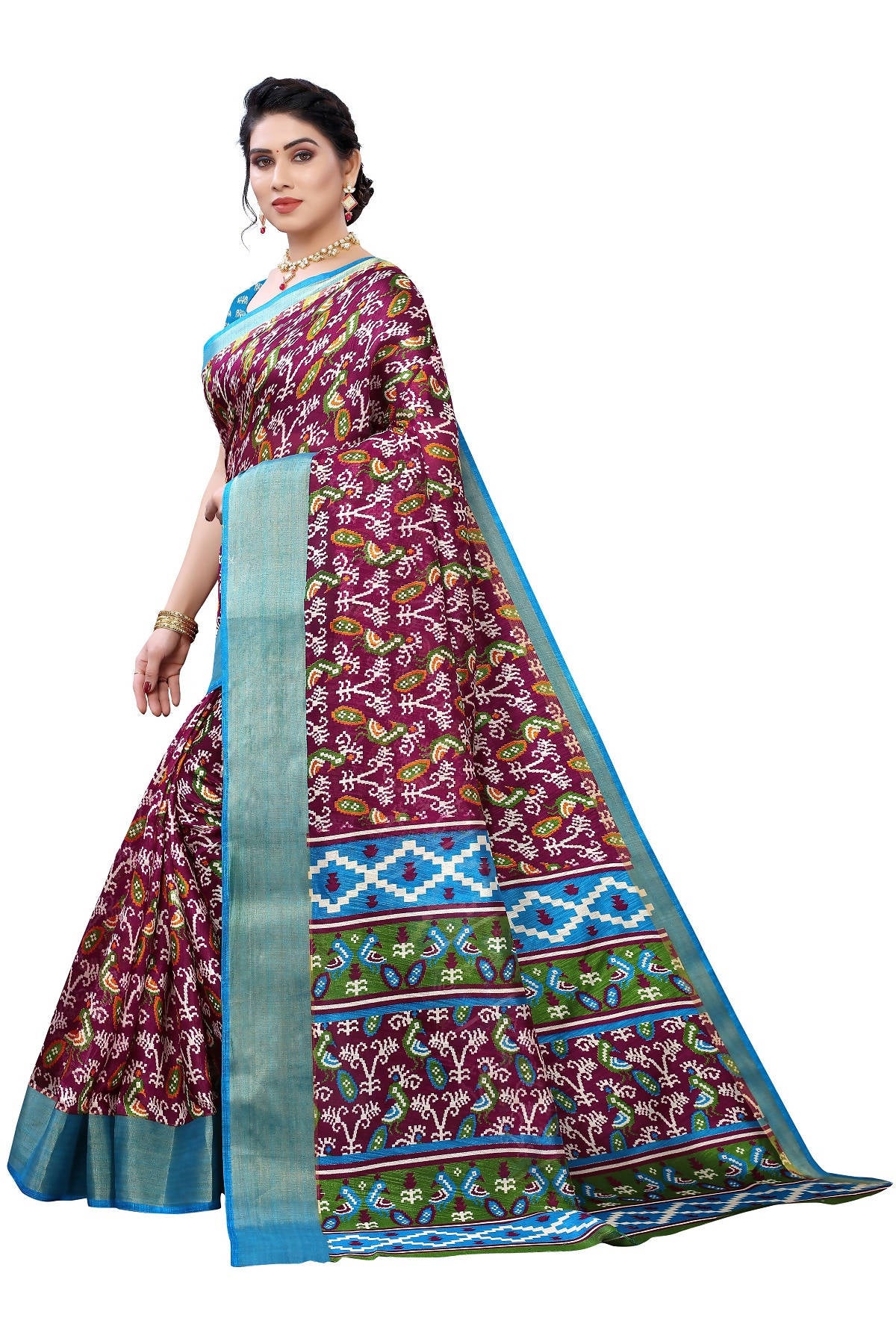Vamika Beautiful Purple Linen Jari Border Saree (JANKI PURPLE) - Distacart