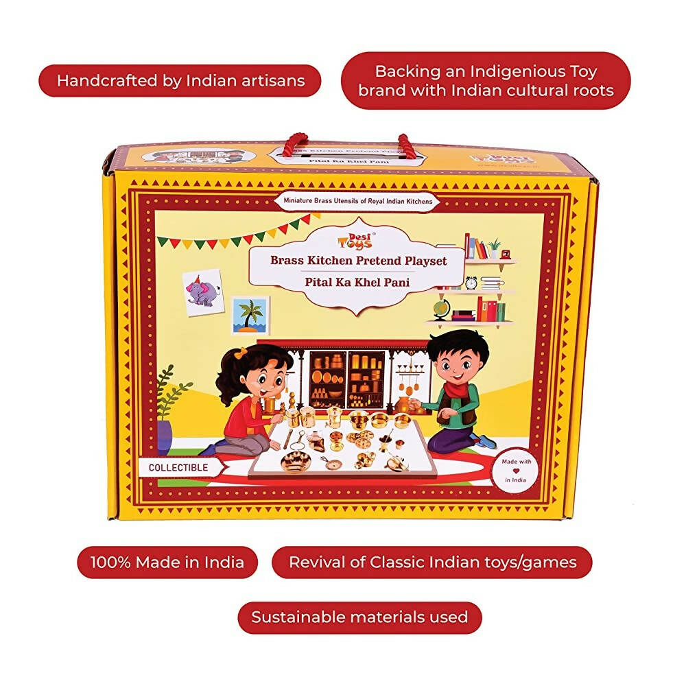 Desi Toys Premium Brass Pretend Play Kitchen Set - Distacart