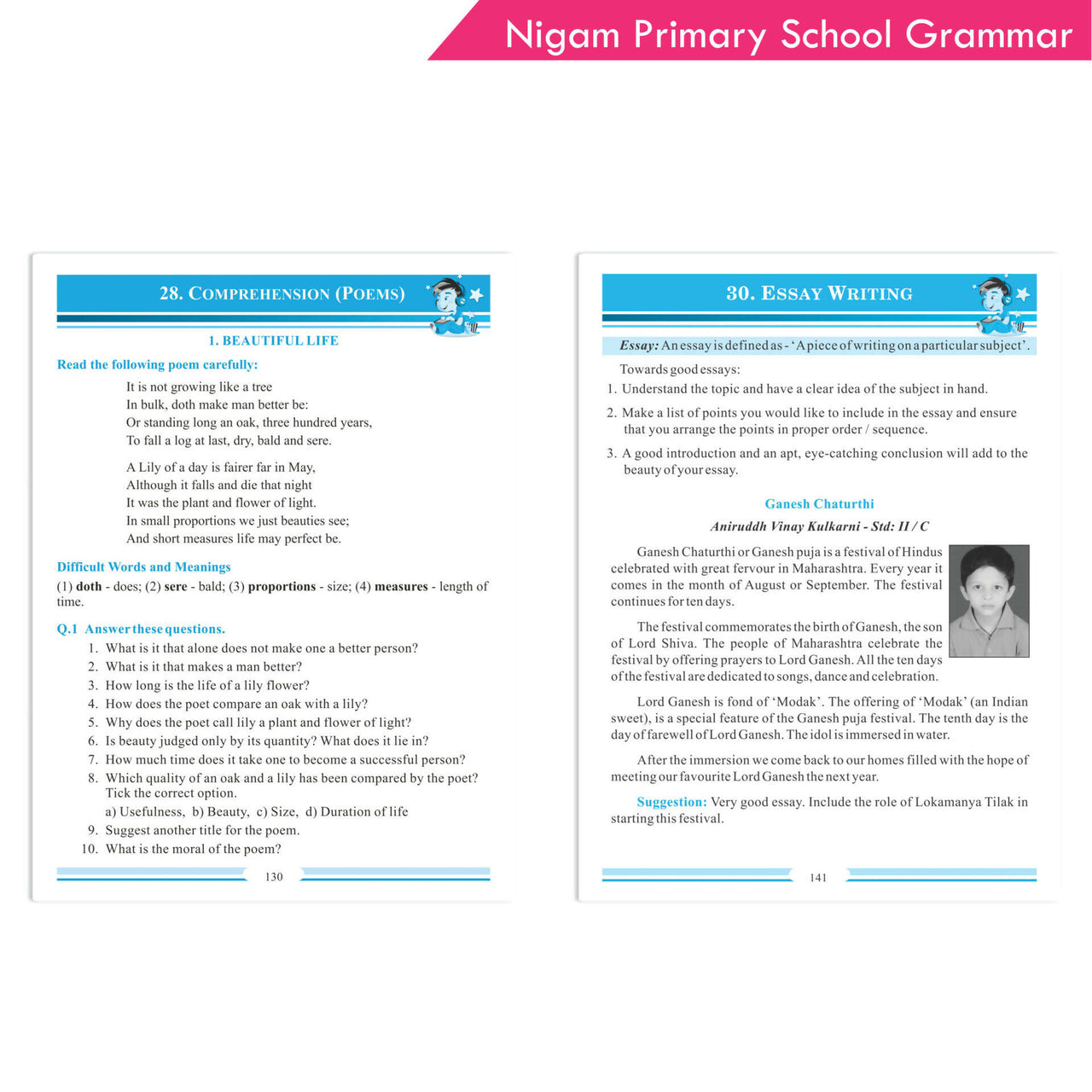 Nigam My Blue Book of Primary School Grammar * Suffix, Prefix, Homophones, Sentences, Preposition, Adverbs, Verbs, Pronouns, Adjectives, Nouns - Distacart