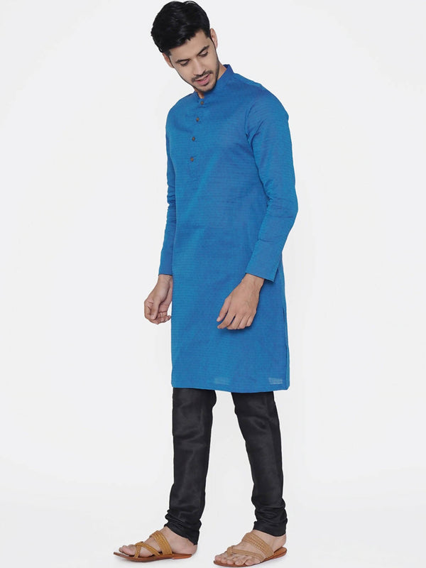 Manyavar Men Blue Woven Design Straight Kurta - Distacart