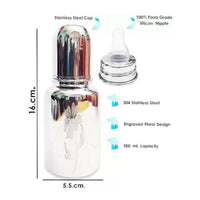 Thumbnail for Goodmunchkins Stainless Steel Feeding Bottle 304 Grade Steel, Jointless, BPA Free, Rustfree Bottle with 2 Anti Colic Silicone Nipple For Kids - Distacart