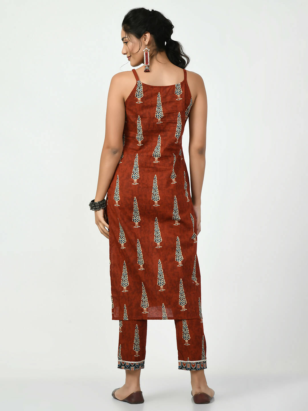 Myshka Women's Rust Straight Printed Kurta - Distacart