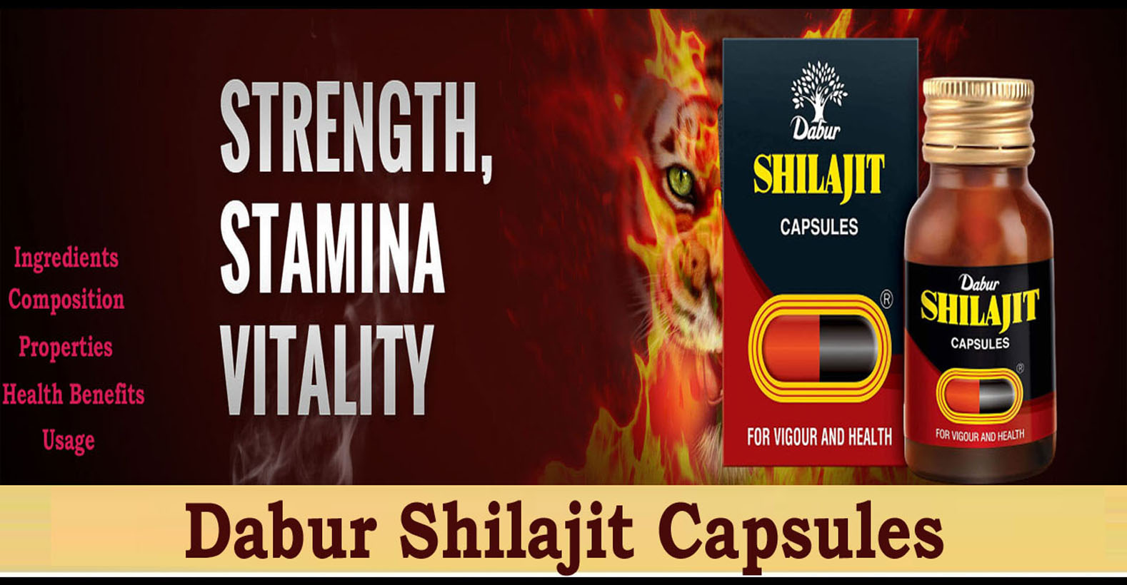 Dabur Shilajit Capsule - Ingredients, Composition, Properties, Benefits ,Usage