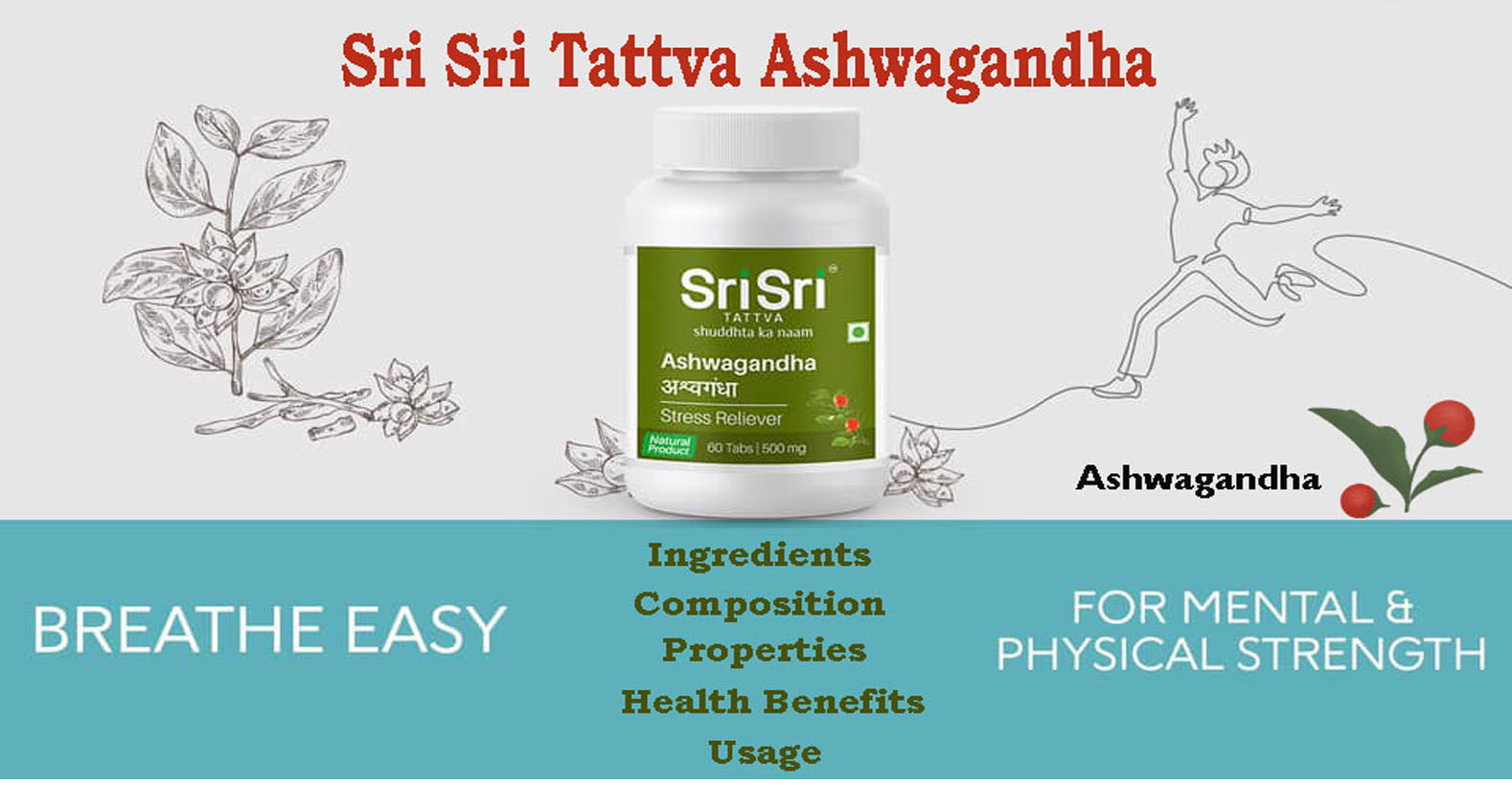 Sri Sri Tattva USA Ashwagandha - Ingredeints, Composition, Properties, Health Benefits, Usage