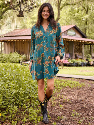 Pimu Ansley Woven Tunic Shirt Dress - Tblue
