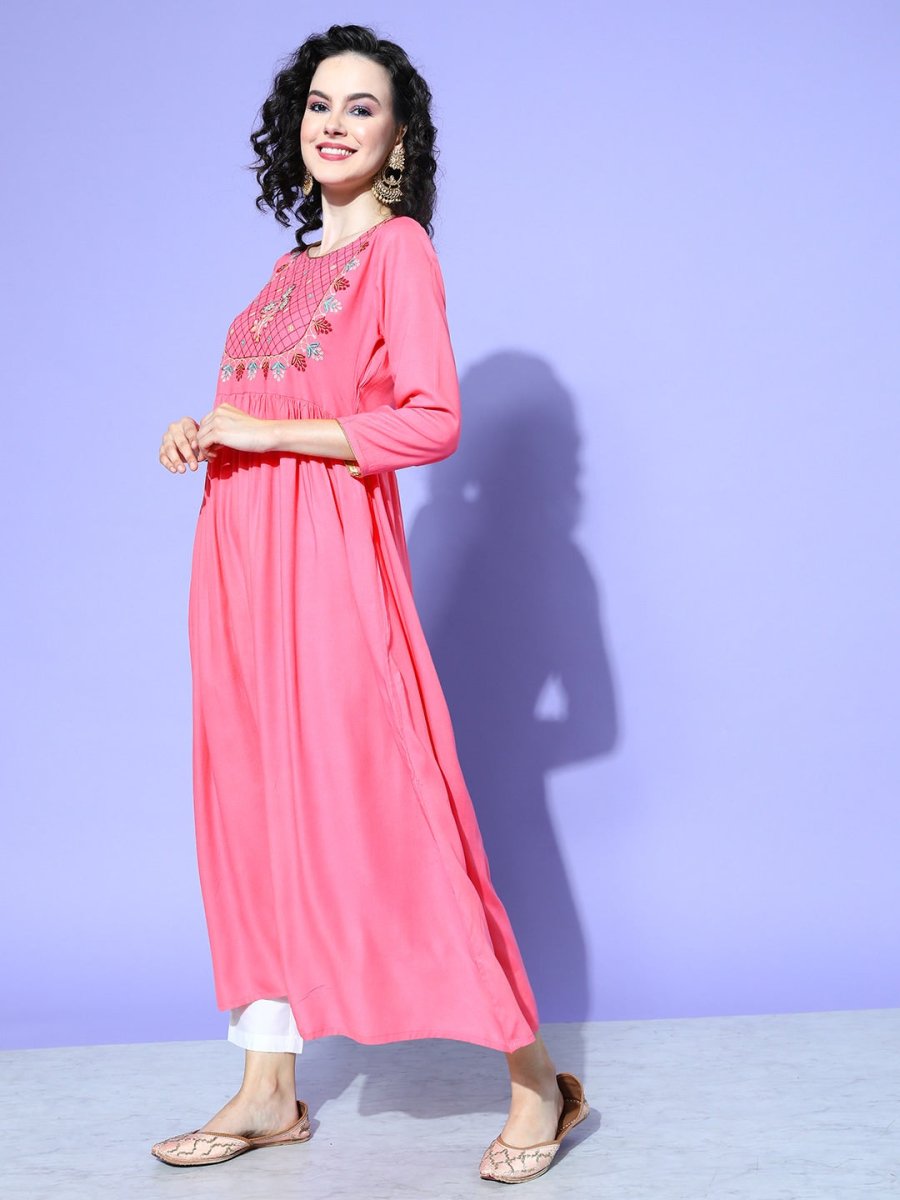All About You Women Ethnic Motifs Embroidered Anarkali Kurta - Distacart