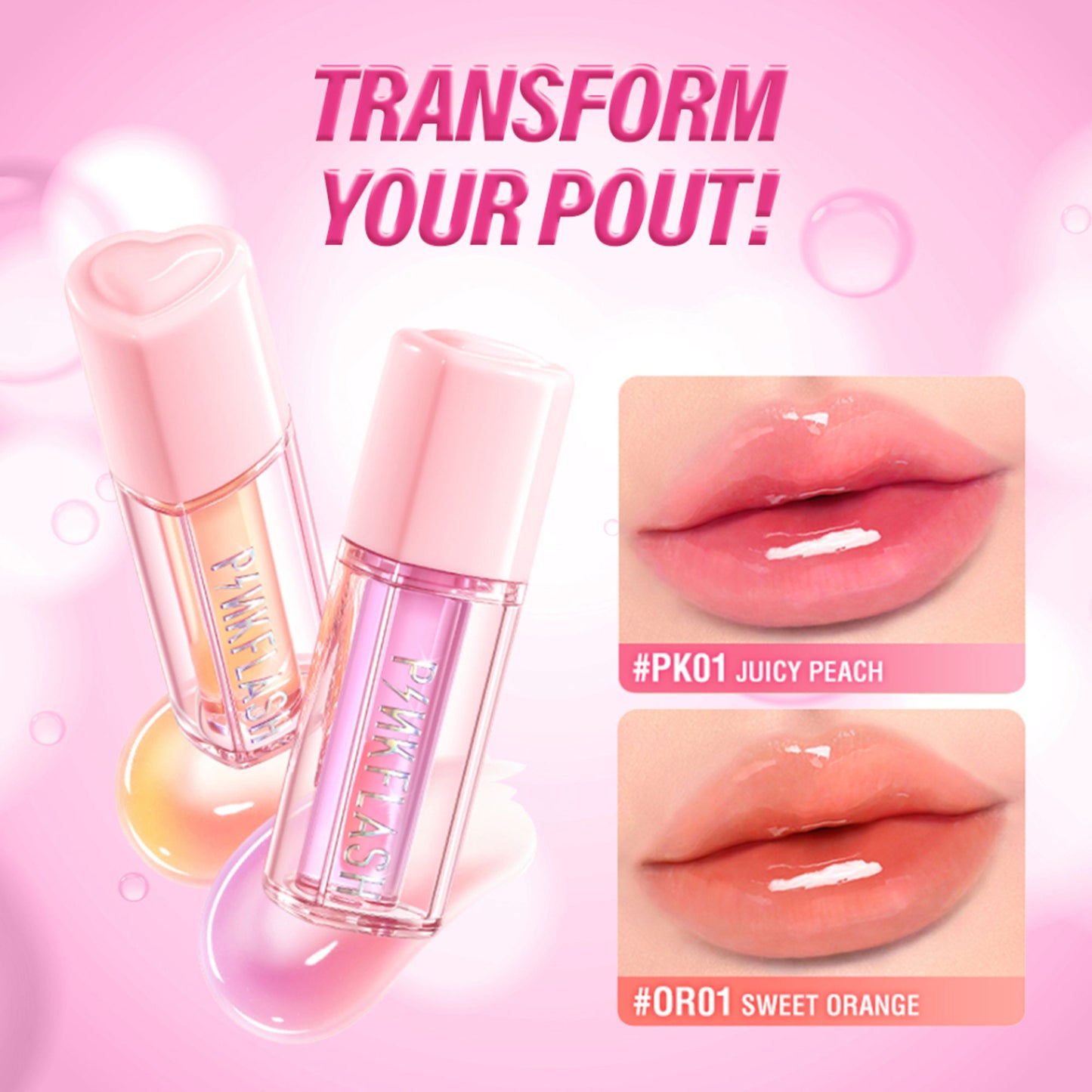 PINKFLASH Color Change Magic Lasting Lip Tint - Hot Pk01 Juicy Peach - Distacart