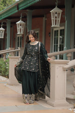 Thumbnail for Yash Enterprise Green Silk Party Wear Embroidery Suit Set