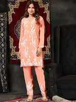 Thumbnail for HOUSE OF KARI Floral Embroidered Chikankari Pure Cotton Kurta with Trousers - Distacart